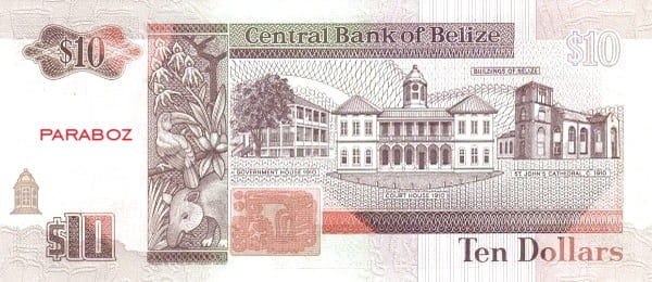 Belize 10 BZD arka yüz