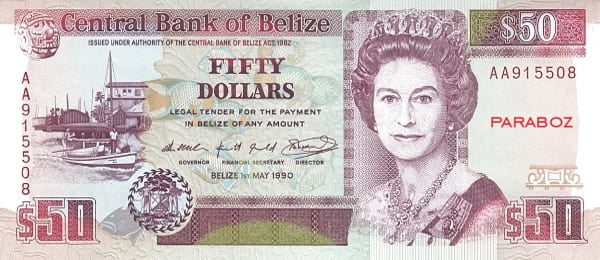 Belize 50 BZD ön yüz