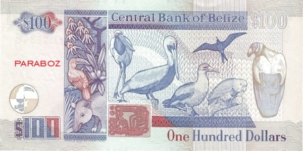 Belize 100 BZD arka yüz