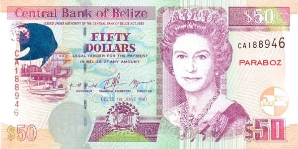 Belize 50 BZD ön yüz