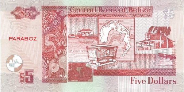 Belize 5 BZD arka yüz