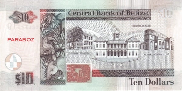 Belize 10 BZD arka yüz