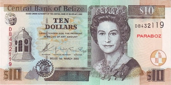 Belize 10 BZD ön yüz