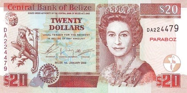 Belize 20 BZD ön yüz
