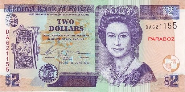 Belize 2 BZD ön yüz