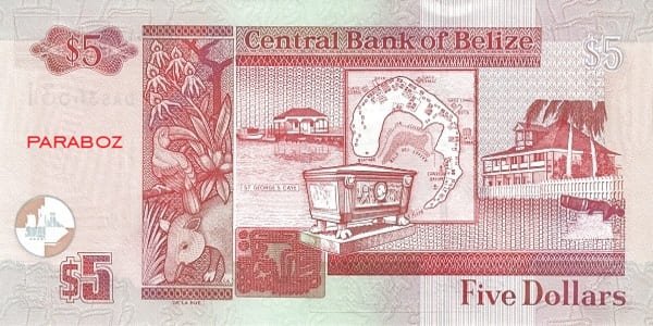 Belize 5 BZD arka yüz