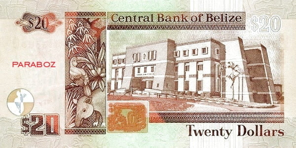 Belize 20 BZD arka yüz