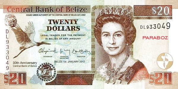 Belize 20 BZD ön yüz