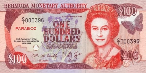 Bermuda 100 BMD ön yüz