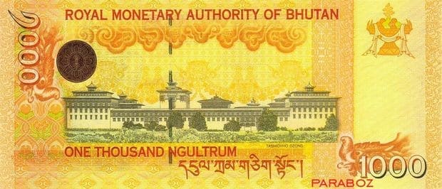 Bhutan 1.000 BTN arka yüz