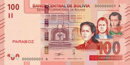 Bolivya 100 BOB ön yüz