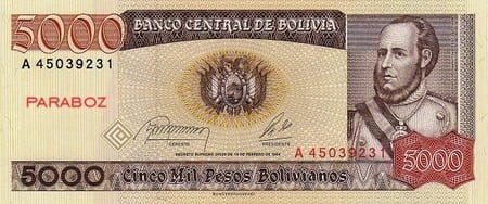 Bolivya 5.000 BOB ön yüz