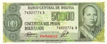 Bolivya 50.000 BOB ön yüz