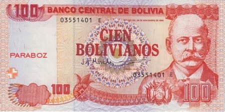 Bolivya 100 BOB ön yüz
