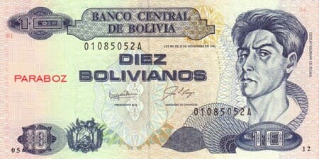 Bolivya 10 BOB ön yüz