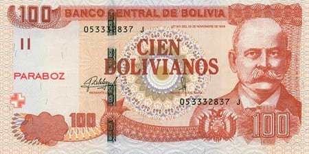 Bolivya 100 BOB ön yüz