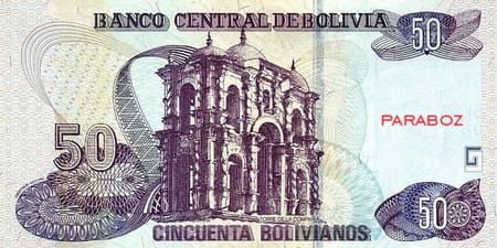 Bolivya 50 BOB arka yüz