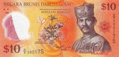 Brunei 10 BND ön yüz