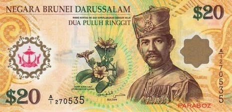 Brunei 20 BND ön yüz
