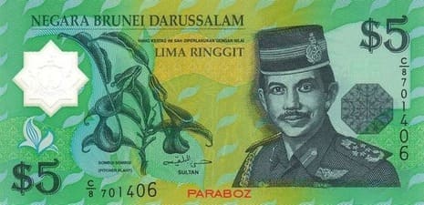 Brunei 5 BND ön yüz