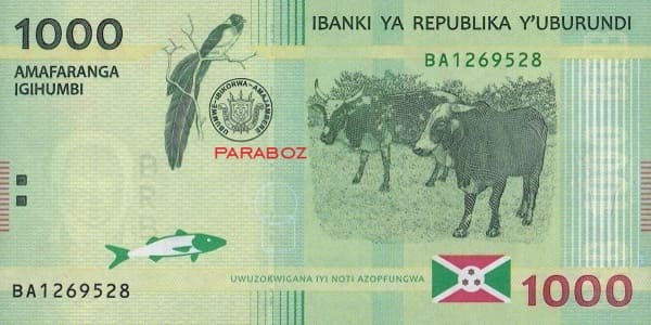 Burundi 1.000 BIF ön yüz