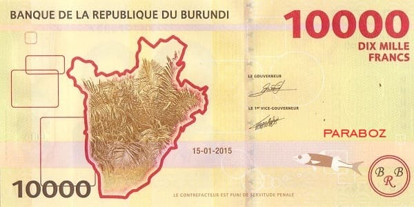Burundi 10.000 BIF arka yüz