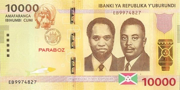 Burundi 10.000 BIF ön yüz