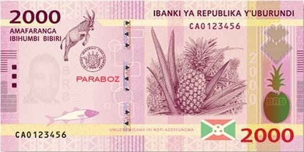 Burundi 2.000 BIF ön yüz