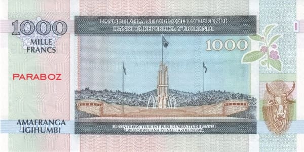 Burundi 1.000 BIF arka yüz