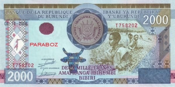 Burundi 2.000 BIF ön yüz