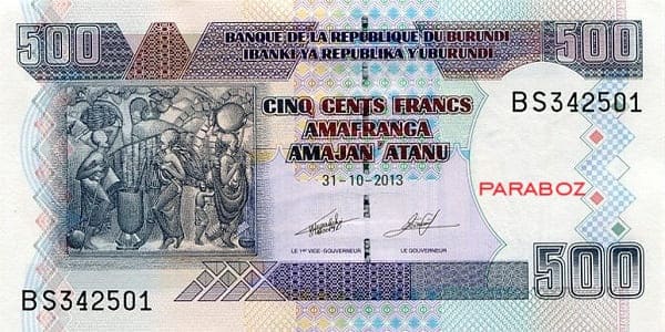 Burundi 500 BIF ön yüz
