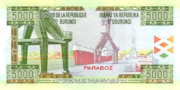 Burundi 5.000 BIF arka yüz