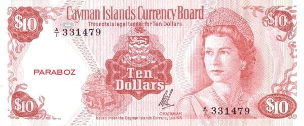 Cayman Adaları 10 KYD ön yüz