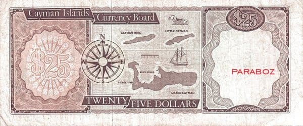 Cayman Adaları 25 KYD arka yüz