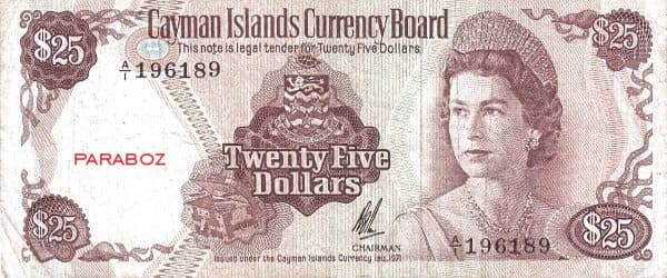 Cayman Adaları 25 KYD ön yüz