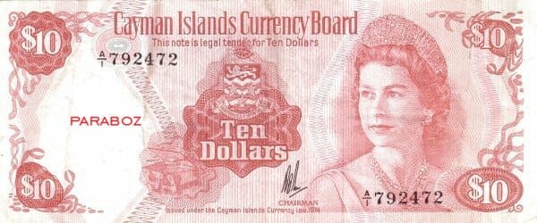 Cayman Adaları 10 KYD ön yüz
