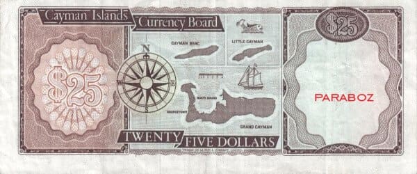 Cayman Adaları 25 KYD arka yüz