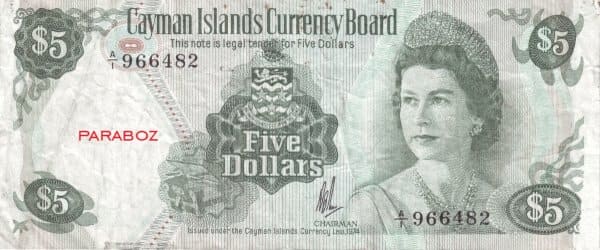 Cayman Adaları 5 KYD ön yüz