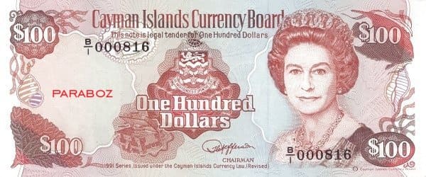 Cayman Adaları 100 KYD ön yüz