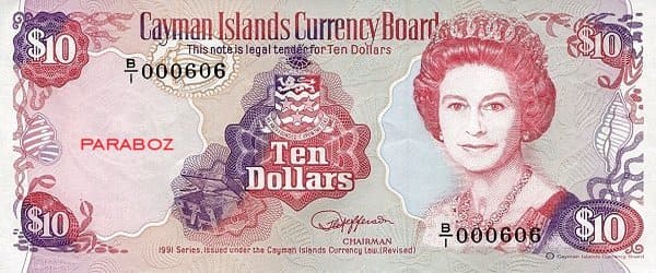 Cayman Adaları 10 KYD ön yüz