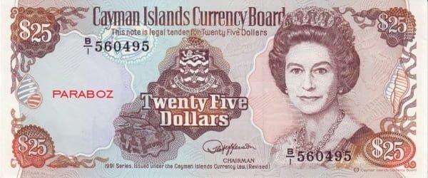 Cayman Adaları 25 KYD ön yüz