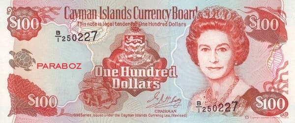 Cayman Adaları 100 KYD ön yüz