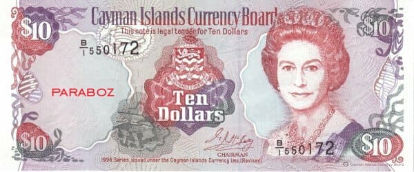 Cayman Adaları 10 KYD ön yüz