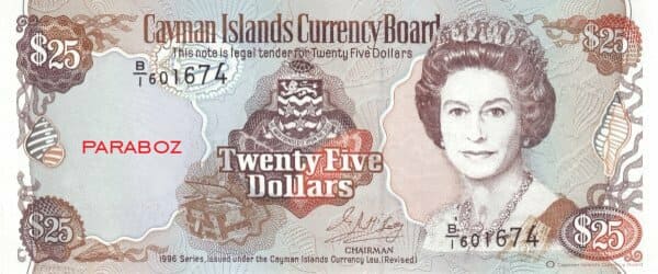 Cayman Adaları 25 KYD ön yüz