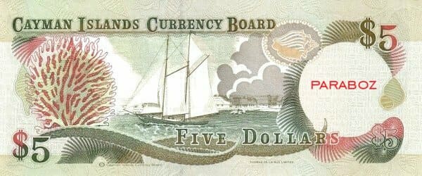 Cayman Adaları 5 KYD arka yüz