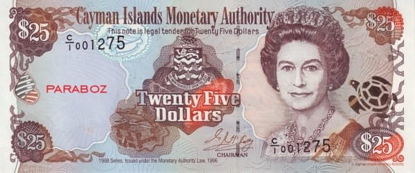 Cayman Adaları 25 KYD ön yüz
