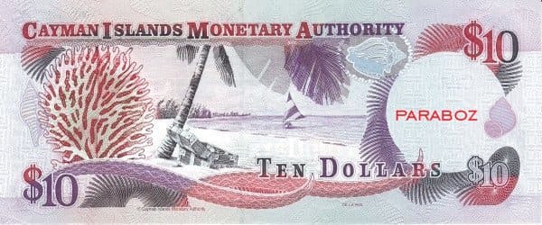 Cayman Adaları 10 KYD arka yüz