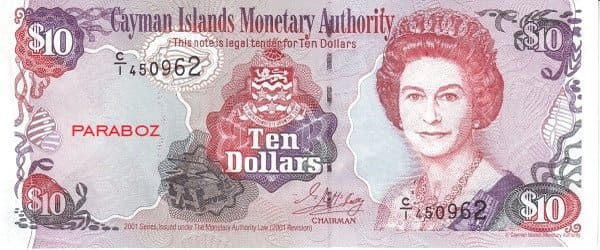 Cayman Adaları 10 KYD ön yüz