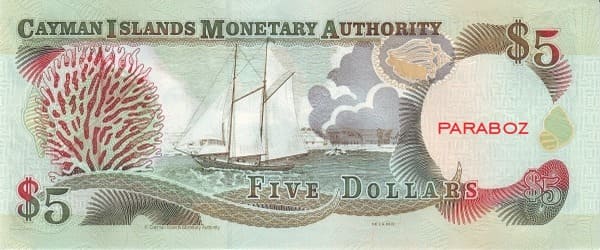 Cayman Adaları 5 KYD arka yüz