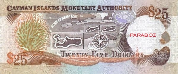 Cayman Adaları 25 KYD arka yüz